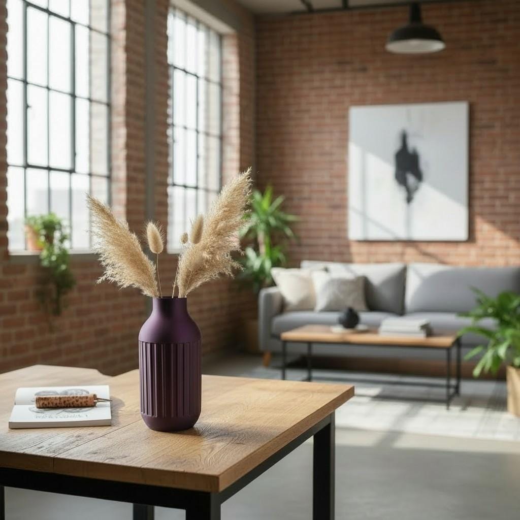 Industrial Design Vase, Modern Decorative Vase, Two-Tone Minimalist Flower Vase, Contemporary Home and Office Decor