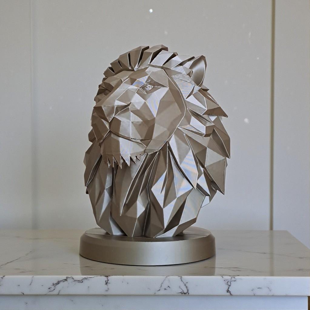 Low Poly Lion Bust, Modern Lion Sculpture, Geometric Wildlife Statue, Majestic Animal Home and Office Decor