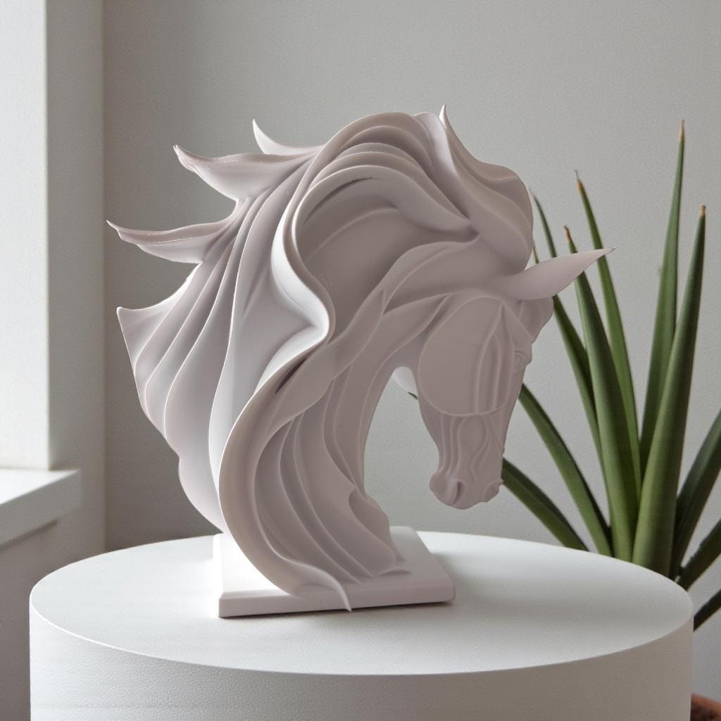 Abstract Horse Sculpture, Modern Horse Statue, Minimalist Equestrian Decor, Geometric Animal Ornament for Home or Office