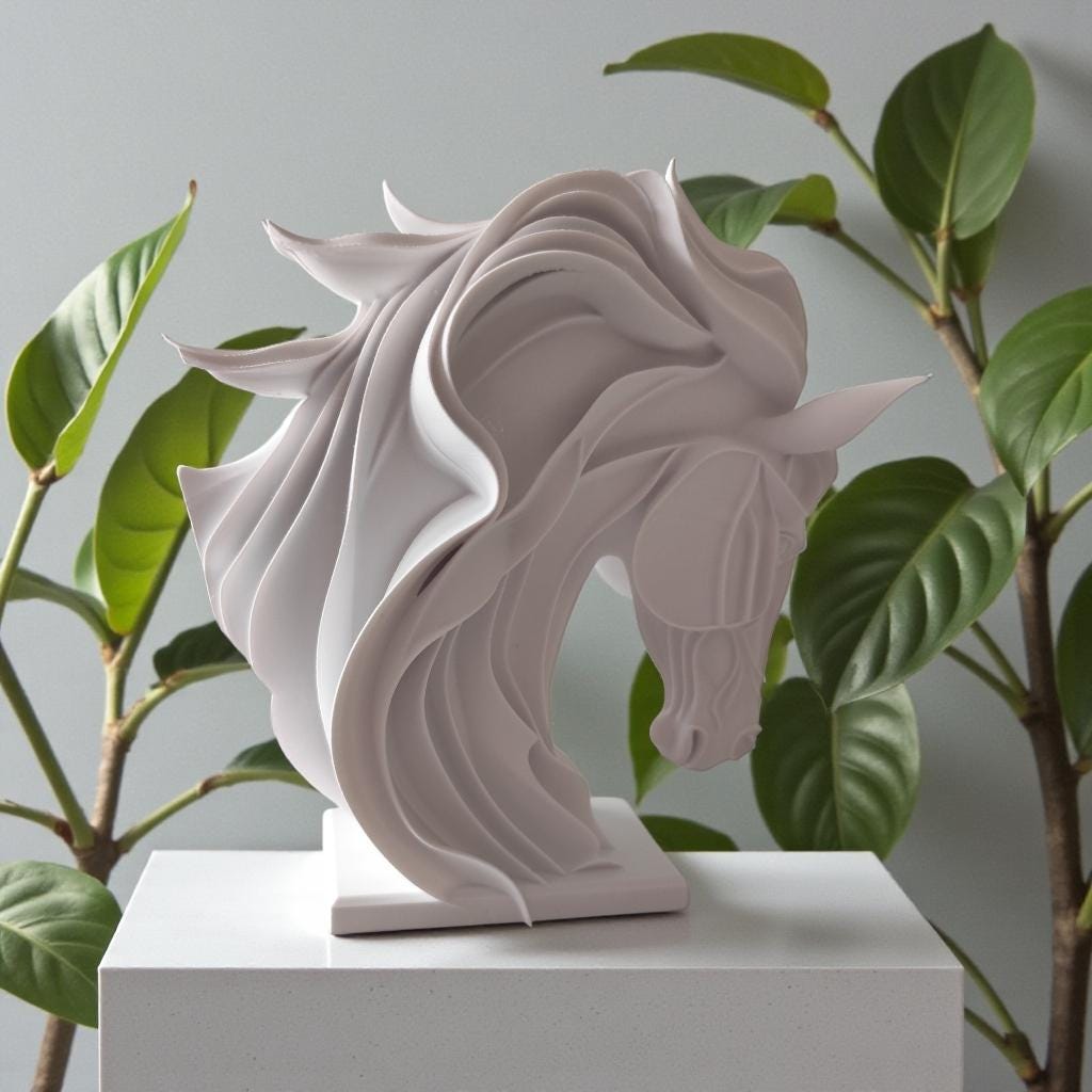 Abstract Horse Sculpture, Modern Horse Statue, Minimalist Equestrian Decor, Geometric Animal Ornament for Home or Office