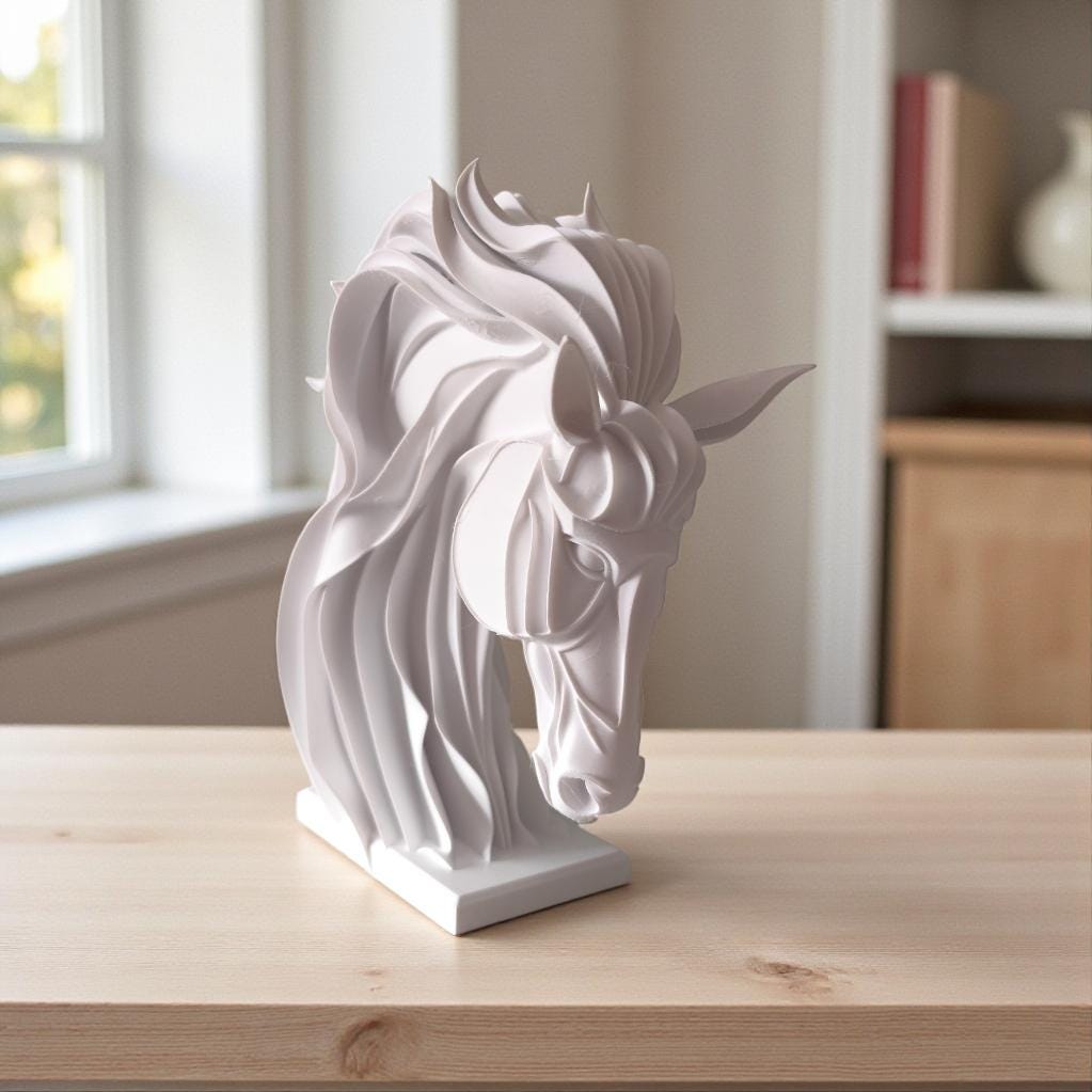 Abstract Horse Sculpture, Modern Horse Statue, Minimalist Equestrian Decor, Geometric Animal Ornament for Home or Office
