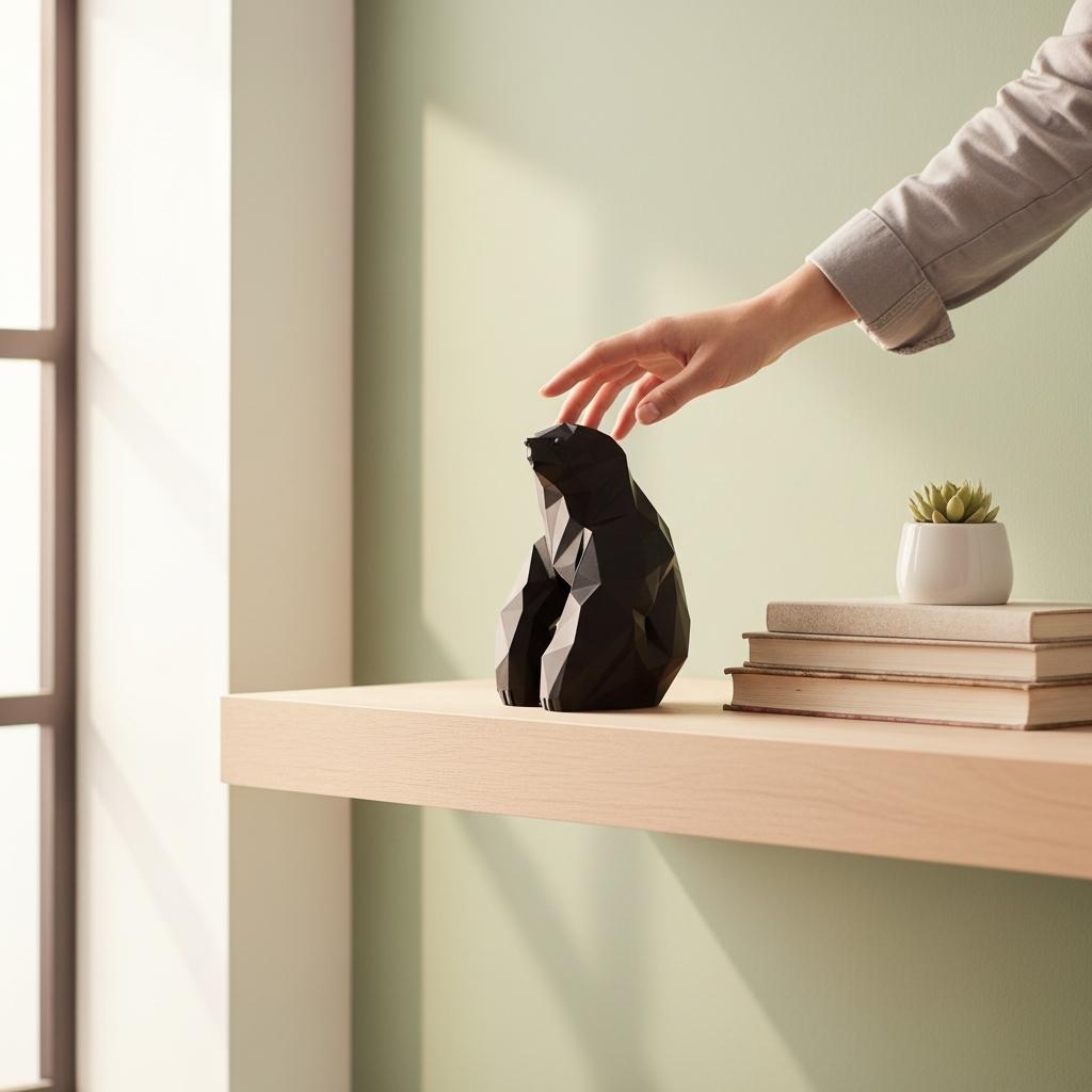 Sitting Low Poly Sloth Sculpture – Modern Animal Decor