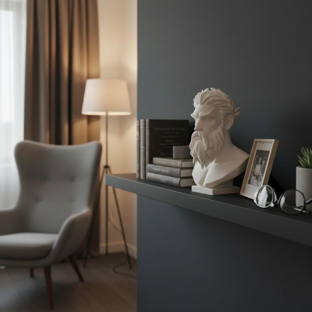 Modern Zeus Bust Statue – Greek God Sculpture, Classical Mythology Decor, Office Shelf Art, Gift for Him