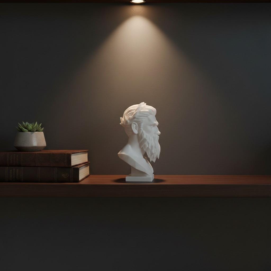 Modern Zeus Bust Statue – Greek God Sculpture, Classical Mythology Decor, Office Shelf Art, Gift for Him