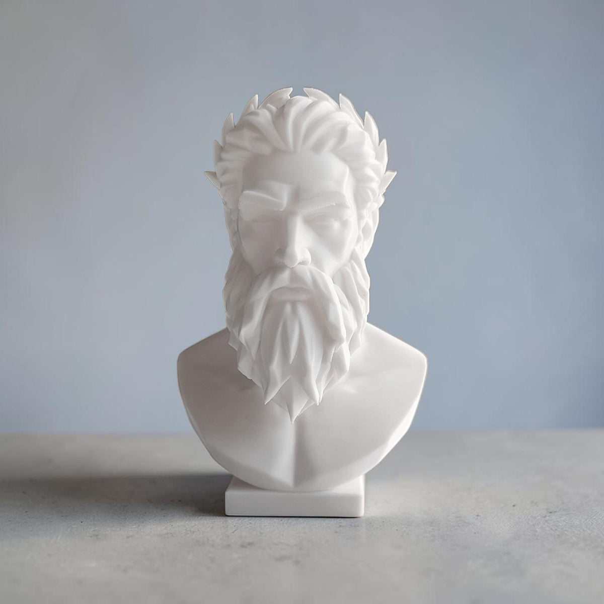 Modern Zeus Bust Statue – Greek God Sculpture, Classical Mythology Decor, Office Shelf Art, Gift for Him