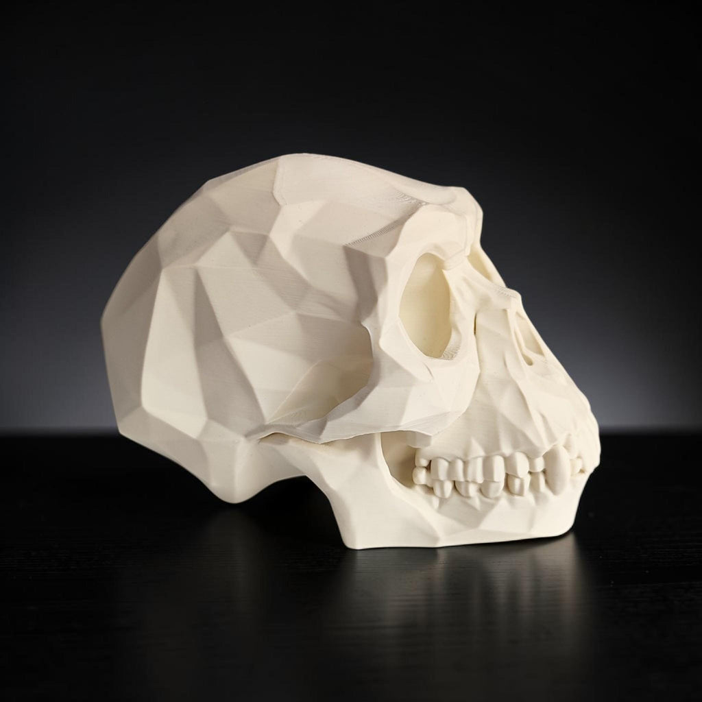 Low Poly Monkey Skull Headphone Stand – Geometric Sculpture, Gamer Desk Decor, PLA+ Plastic