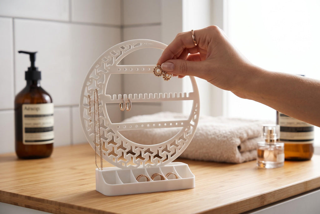 Crescent Moon Jewelry Organizer, Ring and Necklace Holder, Celestial Vanity Decor, Modern Jewelry Stand, Gift for Her