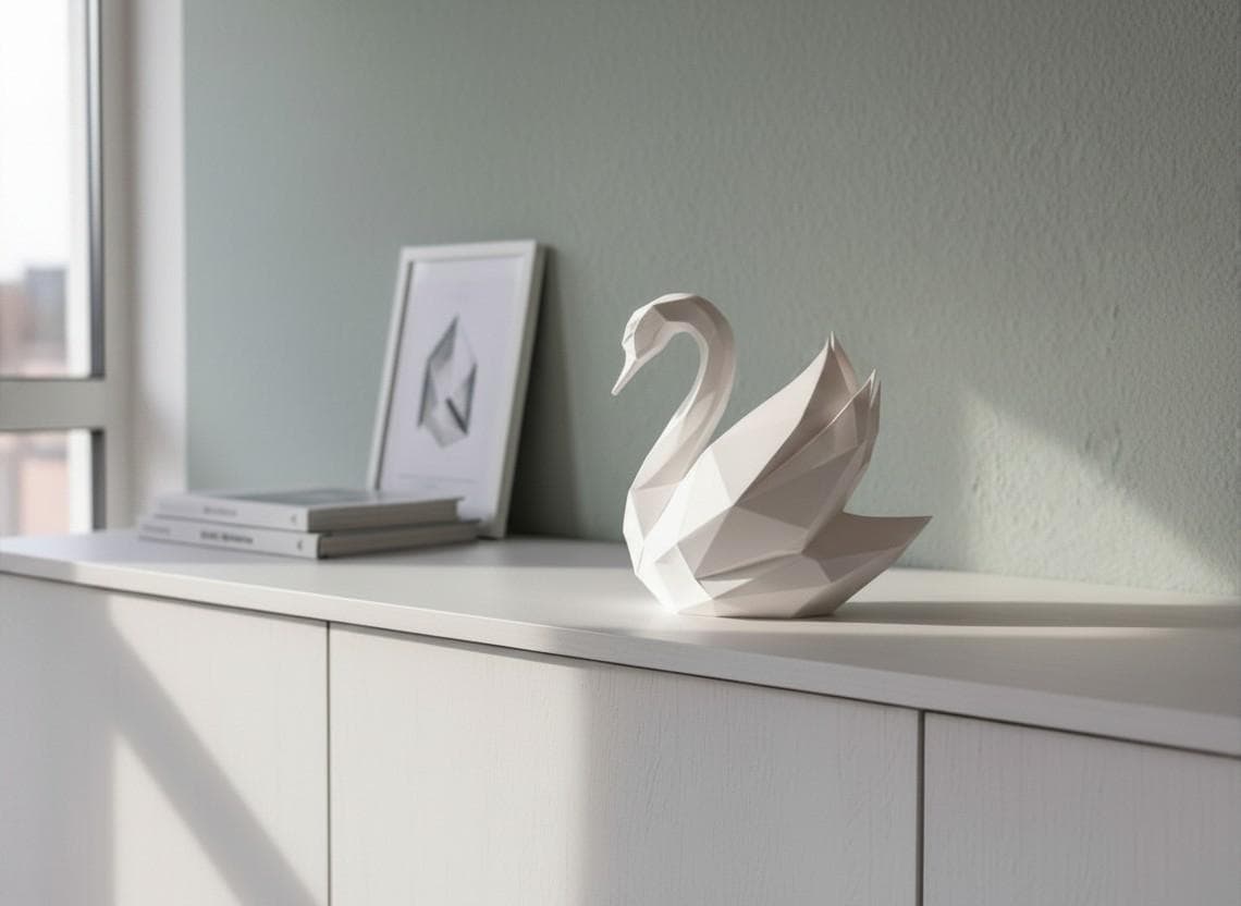 Low Poly Swan Sculpture, Modern Bird Statue, Geometric Swan Decor, Wedding Gift, Anniversary Gift, Minimalist Home Decor