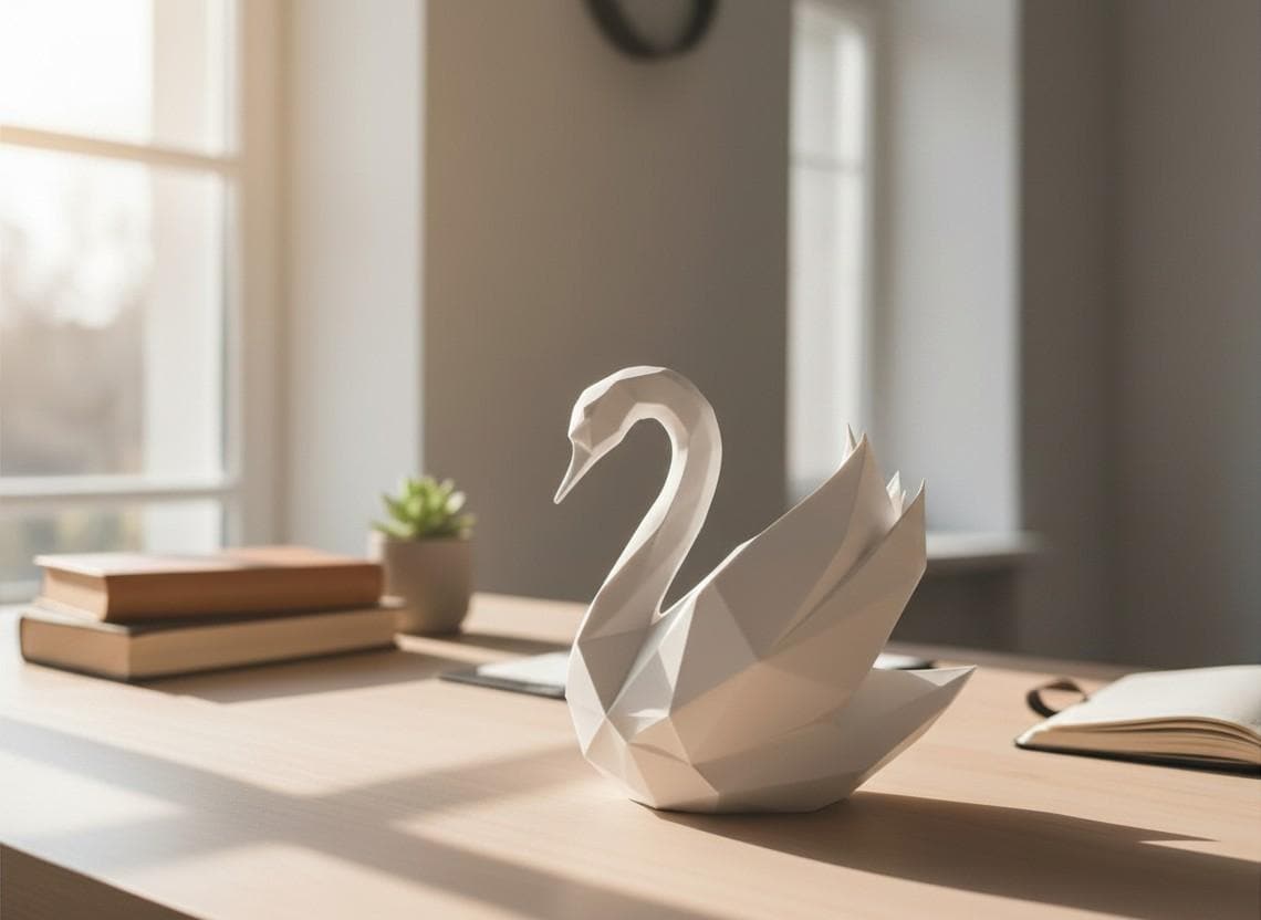 Low Poly Swan Sculpture, Modern Bird Statue, Geometric Swan Decor, Wedding Gift, Anniversary Gift, Minimalist Home Decor