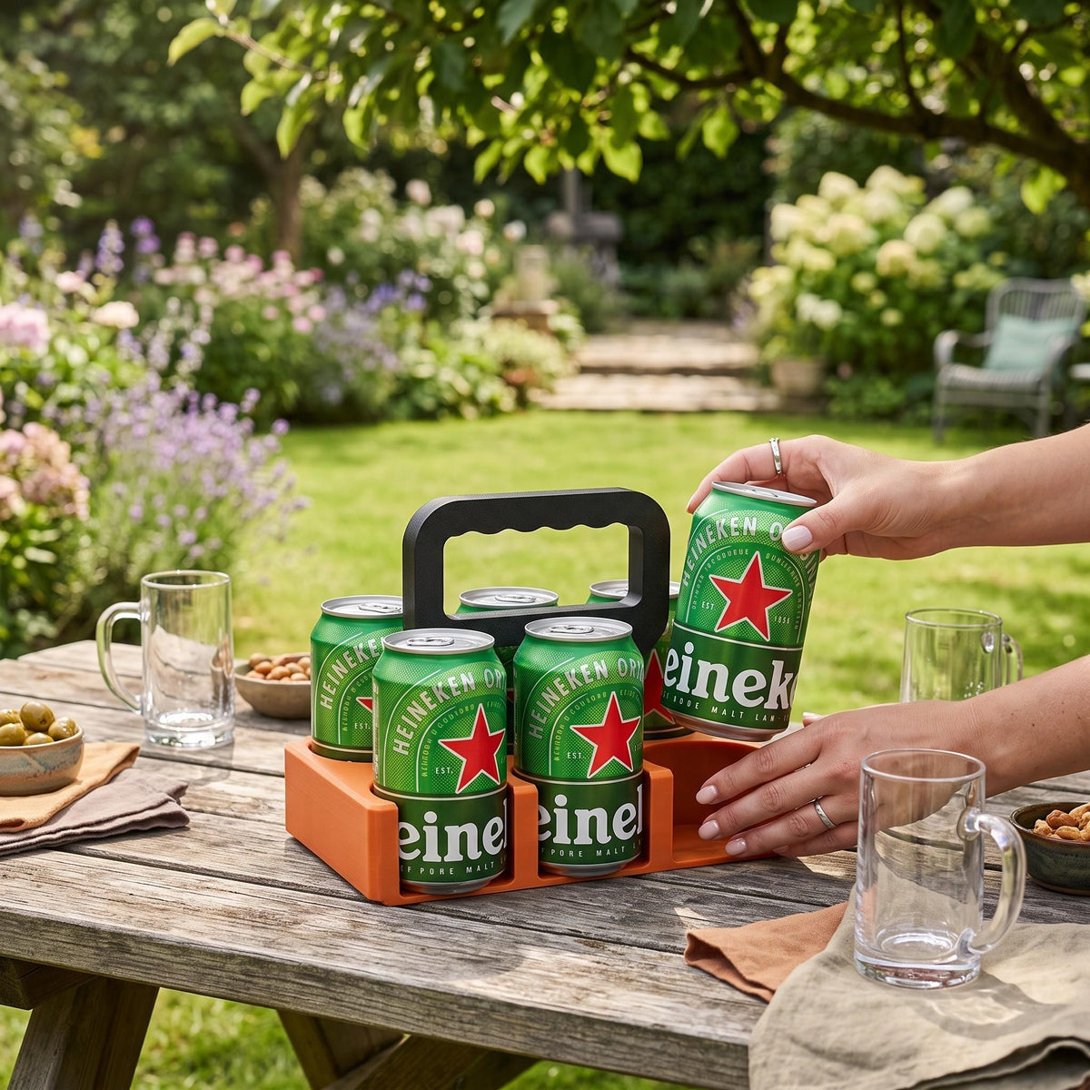 Brick Can Caddy with six cans