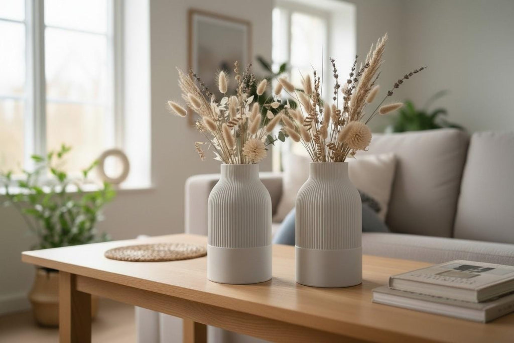 Japandi Vase, Modern Decorative Vase, Minimalist Two-Tone Flower Vase, Scandinavian Japanese Home Decor