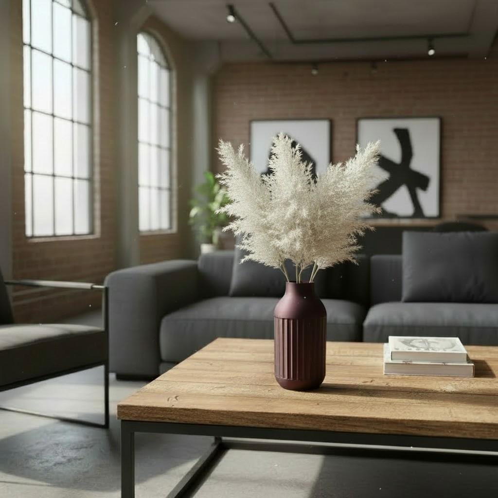 Industrial Design Vase, Modern Decorative Vase, Two-Tone Minimalist Flower Vase, Contemporary Home and Office Decor