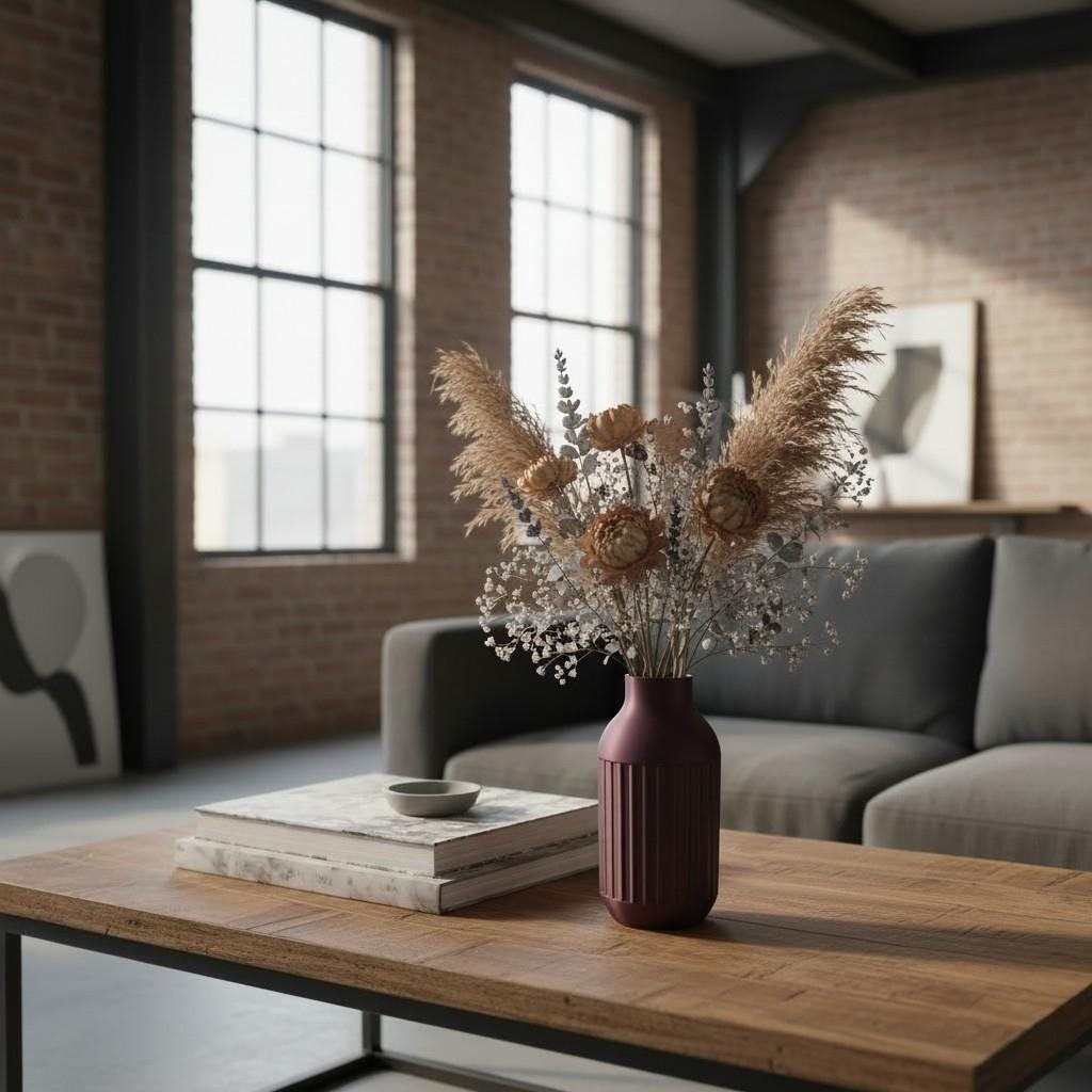 Industrial Design Vase, Modern Decorative Vase, Two-Tone Minimalist Flower Vase, Contemporary Home and Office Decor