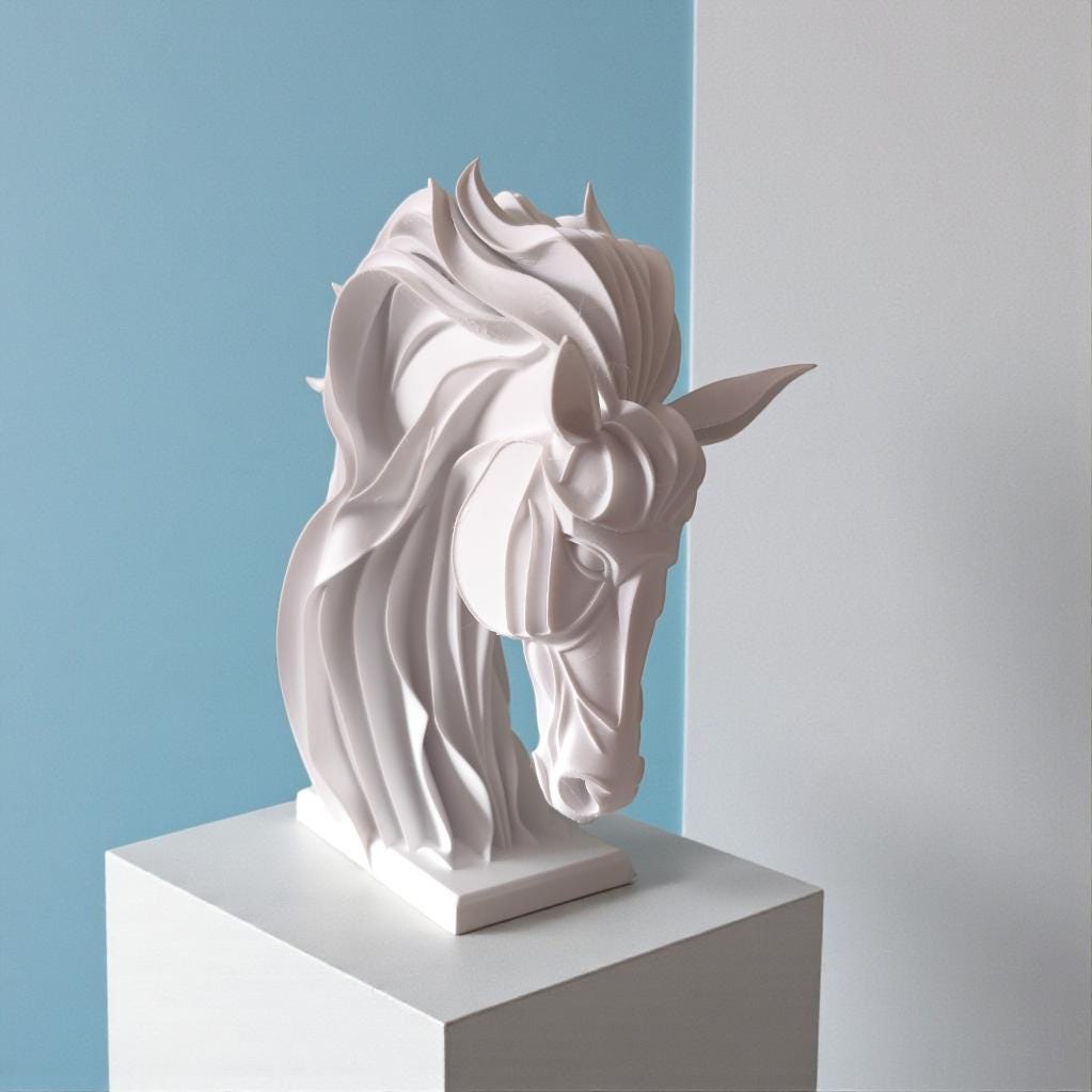 Abstract Horse Sculpture, Modern Horse Statue, Minimalist Equestrian Decor, Geometric Animal Ornament for Home or Office