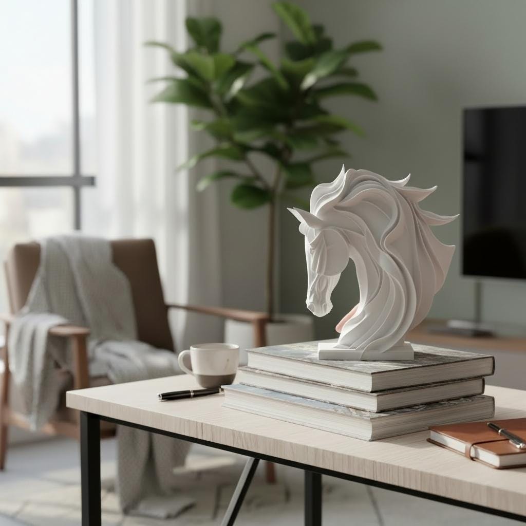 Abstract Horse Sculpture, Modern Horse Statue, Minimalist Equestrian Decor, Geometric Animal Ornament for Home or Office