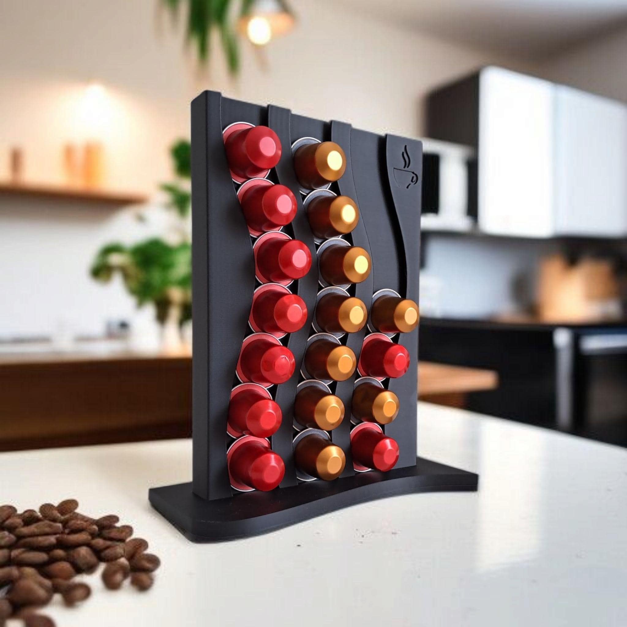 Modern Nespresso capsule holder with 21 pods